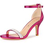 Allegra K Women's Stiletto Heel Rhinestone Ankle Strap Hot Pink Heels Sandals 8.5 M US