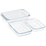 NUTRIUPS Glass Baking Dish Set for Oven Glass Pan for Cooking 3-Piece Rectangular Bakeware Set Glass Casserole Dish Set Nesting for Saving Space,1.5 QT + 2 QT + 3QT