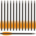 HUNTSPM 6.3" Carbon Crossbow Bolts Arrows with Sharp Steel Tips for 50-80lbs Pistol Crossbow Precision Target,Great for Practicing Shooting Target, Small Hunting (12pcs orange)