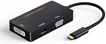 USB C to VGA HDMI DVI Adapter, Cabl