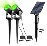 NATPOW Solar Garden Spot Lights, Solar Uplighters Outdoor Garden, 2-in-1 Security Lights, IP65 Waterproof Landscape Light, Auto on/Off In-ground/Wall Light for Garden, Patio,Driveway,Pond,Deck(Green)