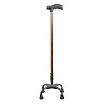 COMPORT Quad Cane Adjustable Walking Cane Flexible Lightweight Comfortable Handle with 4-Pronged feet for Extra Stability Small Quad Base for Men Women and Seniors