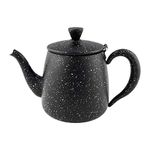 Café Olé Premium Tea Pot, 18/10 Stainless Steel, Black Granite Finish, 35oz, Stay Cool Hollow Handles, Perfect Pour Spout, PT-035BG