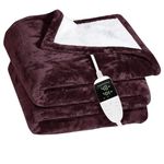 ARCOVA HOME Doubl;e Electric Blanket Throw with 6 Heating Levels and 2-10 Hours Time Settings, Flannel to Sherpa Super Cozy Heated Blanket Machine Washable with 5 Year Warranty 60x60 inch (Coffee)