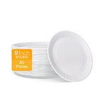 MaxxCore Paper Plates 9 inch - 30 Disposable Plates - Heavy Duty Paper Plates - Large Paper Plates - Disposable Dinner Plates for School, Office, BBQ, Restaurant - White Party Plates