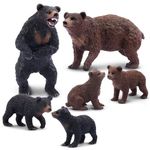 toymany 6PCS Bear Animal Figures, Realistic Forest Animal Bear Family Figures Toy Set Includes Brown Bears and Black Bears Education Birthday Gift Christmas Toy for Kids Children Toddlers