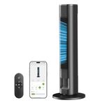 FLANUR 36" Smart Tower Fan with Remote, App & Touch Control, Silent Tower Fans for Sleeping Capable of 25ft/s, LED Display, 90° Oscillating Tower Fan for Bedroom & Office, 1pack+4 modes, Black