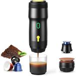 MARTAINUOXI 3-in-1 Portable Espresso Machine for Capsules & Ground Coffee | 585g Wireless Travel Coffee Maker with 15Bar Pressure,4-6 Min Fast Heating | Cold/Hot Brew & Auto Shutoff (1, Brack)