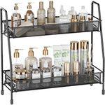 EKNITEY 2 Tier Bathroom organiser - 17D x 36W x 33H CM Small Bathroom Counter Storage Kitchen Storage & Organisation for Countertop Home and Office (Black)