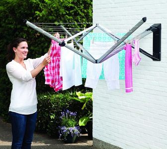 Brabantia WallFix Retractable Washing Line 24m – Wall-Mounted Silver Clothes Air Dryer with Protective Cover