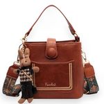 KOROIND 2024 Women's All-Matching Fashion Solid Color Hand Bag with Contrasting Adjustable Shoulder Strap Retro Design Soft Texture PU Leather Cross-body Sling Bag Vintage Style Bucket Purse Tote Bag