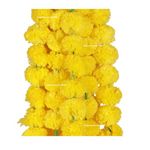 SPHINX Artificial Marigold Fluffy Flowers Garlands for Festive Pooja Wedding Housewarming Diwali Decorations Festival Events Home Table Bedroom Pooja Room (Yellow,Approx. 4.5 to 4.9 ft- 5 Pieces)