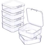 6 Pieces Mini Plastic Clear Beads Storage Containers Box for Collecting Small Items, Beads, Jewelry, Business Cards, Game Pieces, Crafts (2.13 x 2.13 x 0.79 Inch)