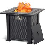 28 Inch Propane Fire Pit Table, PioneerWorks 50000BTU Rectangle Fire Table with Cover, Sturdy Steel and Iron Fence Surface, CSA Safety Certified, Companion for Your Garden