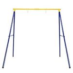 Maxmass Heavy Duty Swing Frame, Kids Swing Set with Ground Stakes, Indoor Outdoor Single Swing A Frame for Backyard Garden Park Playground (Blue + Yellow)