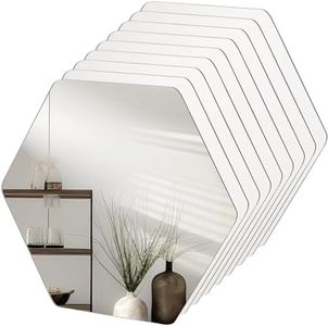 Belle Vous (9 Pezzi) Specchi Decorativi Esagonali - 20,5 x 18 cm - Specchio Senza Cornice per Soggiorno, Camera da Letto e Ingresso - Ideale per Progetti Artistici e Fai da Te