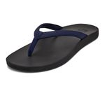 OLUKAI Women's Puawe Sandal, Deepest Depths/Black, 8