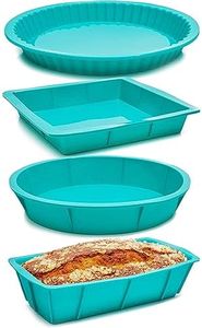 Silicone Baking Pans, Teal Cake Pan (4 Pack)