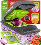 Mueller Pro Series Vegetable Chopper, Heavy Duty Onion Chopper with Container - Strong Food Slicer Dicer Cutter, Great For Salsa, Cooking Gadgets, Gray, 2 Blade,(M-700)