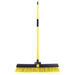 CHARLES BENTLEY BULLDOZER Yard Broom Sweeper Heavy Duty Industrial With Detachable Handle, Soft Grip, Soft And Stiff PVC Bristles, 24 Inch Broom Head, Sturdy, Lightweight (156x64cm)