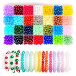 Crystal Jewellery Making Kit 1680Pcs 6mm Round Glass Beads for Jewellery Making 28Colours Crystal Beads for Bracelets Making Kits DIY Crafts Supplies for Bracelet Necklace Phone Charm Girls Adults