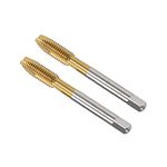 CoCud Spiral Point Taps, Metric M8 x 1.25 Thread, Titanium Coated High Speed Steel 6542 Screw Milling Threading Tap - (Applications: for Tapping Drilling Machine), 2-Pieces