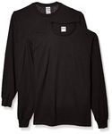 Soffe Men's Midweight Cotton Long Sleeve Tee T-Shirt, Black (2 Pack), Large (Pack of 2)