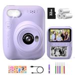 Gofunly Kids Camera Instant Print, 3.0'' Big Screen Instant Camera for Kids with 32G Card & 3 Print Paper, 1080P HD Video Kids Digital Camera for Toddler Age 3-12 Years Old Boys & Girls Birthday Gifts