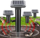 WUGEIN Solar Mole Repellent Ultrasonic 4 Pack Outdoor Powered Sonic Deterrent, IP66 Waterproof for Animal Scare device for Lawn Garden & Yard Home Get Rid of Moles Voles Gophers Rats Rodents