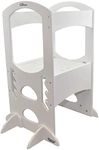 Kids Learning Tower by Little Partners – Child Kitchen Stool Helper Adjustable Height Step Stool, Wooden Frame, Childrens Stool, Active Standing Tower, Little Partners Learning Tower (Soft White)
