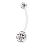 Bioflex Flexible Clear 14 Gauge 3/4 19mm Pregnancy Belly Button Ring Piercing Jewelry Navel 8mm 5mm Clear Ferido Crystal M7094