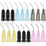 300 Pcs Bent Dispensing Tips Blunt Tip Dispensing Needles Dental Pre Bent Flow Dispensing Needle Tips Disposable Dental Irrigation Needle Tips for Oil or Glue Applicator (Multicolored,Assorted Sizes)