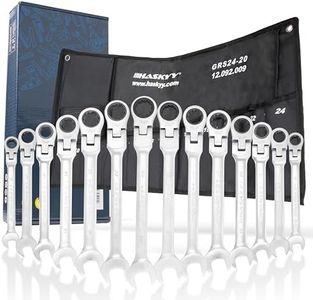 HASKYY - Juego de llaves de carraca articuladas, 8-24 mm, llaves de boca y anillo, 14 unidades