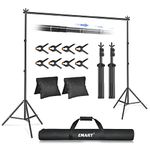 EMART Photo Video Studio 2m x 3m Adjustable Backdrop Stand Background Support System Kit with Carry Bag - Black