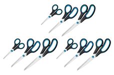 Westcott N-90027 00-I Easy Grip Scissors Set Rust-Proof 13/21/25 cm Set of 9 Blue/Black