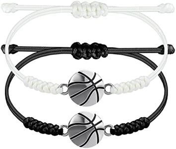SmileBelle Basketball Gifts for Women Basketball Bracelet 2 Pcs Black and White Bracelets Sport Braided Bracelets for Men Player Lovers as Birthday Gifts Daily Jewelry