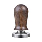 53mm Calibrated Espresso Tamper, MATOW Calibrated Coffee Tamper with Spring Loaded Wooden Handle Stainless Steel Flat Base, Professional Barista Espresso Hand Tamper (Wood Handle, 53mm Tamper)