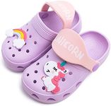 eccbox Kids Unicorn Clogs Girls Boys Cute Cartoon Slides Sandals Lightweight Garden Shoes Slip on Water Shoe for Toddler Little Kids Summer Beach Pool Slippers (Purple Unicorn, Numeric_12)