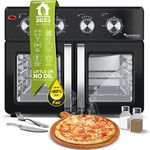 TurboTronic AF32MFD Air Fryer Oven 32L with Rotisserie & Dehydrator - All In One Multi Smart Table Top Mini Oven - French Door Design - Rotisserie Set, Air Fry Basket & More Included - Black
