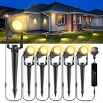 B-right Garden Spotlights Mains Powerd,21M Extendable to 8 Garden Spike Lights,12V Low Voltage IP65 Waterproof Outdoor Uplighters LED for Pathway Yard Lawn(6Pack Warm White 18W) UK 3 Pin Plug Adapter