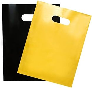 200 Black and Gold Plastic Bags 100 Black and 100 Gold 1.5Mil 9"x12" Merchandise Bags Extra Thick Glossy Thank You Bags and Shopping Bags For Small Business with Die Cut Handles Retail Bags