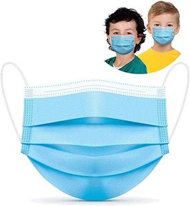 3 Layers Disposable Kids Face Mask with Nose Clip, Non-Woven Fabric, Breathable, Anti-Dust, Protective PPE, Mouth Cover, Safe, Premier Product, Soft and Comfortable for Unisex Children (50PCS, Blue)