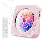 CD Player Portable Bluetooth 5.1 Desktop CD Player with HiFi Sound Speakers,Remote Control,Dust Cover,LED Display,Boombox FM Radio,USB/AUX for Home,Kids (Pink)