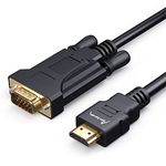 AURUM CABLES HDMI to VGA Cable for Monitor 6 Feet, Gold Plated Male to Male 1080P Compatible with PC, Computer, Laptop, Desktop, HDTV, Projector, Roku, Xbox, Pi, Raspberry, and More, Black