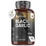 Black Garlic Capsules - 180 High Strength Odourless Garlic Capsules - Not Garlic Tablets for Adults - 6 Months Supply - 15000mg per Capsule - Rich Source of Amino Acids - Vegan Garlic Supplement