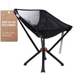CLIQ Portable Chair Version ClassiQ 1.0 - Collapses to Size of Water Bottle - Lightweight Folding Chair for Camping - Outdoor Chair Supports 350 Lbs - Camp Chair Outdoor Adventures - Black