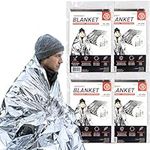 72 HRS MIL-SPEC Emergency Space Blankets Mylar Survival or Emergency Thermal Blankets for Camping, Hiking, Marathon, First Aid, Emergency Preparedness, Extreme Weather, Shelter (4-Pack)