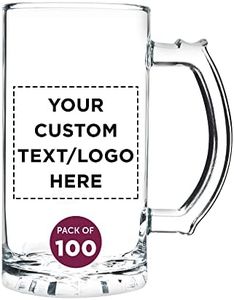 DISCOUNT PROMOS Custom Glass Beer Mug 16 oz. Set of 100, Personalized Bulk Pack - Great for Wedding Favors, Groomsmen Gifts, Birthday Gifts - Clear