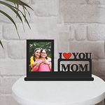 GIFT JAIPUR I Love U Mom Personalised Wooden Photo Table Top 11 X 6.5 In - Birthday Mothers Day Sorry Gift For Mother, Tabletop, Rectangular, Inch