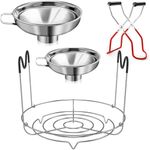 Cedilis 4 Pieces Canning Kit, 1PC Canning Rack+ 1PC Canning Jar Lifter Tong+ 2PC Canning Funnels, Stainless Steel Canning Supplies Canning Rack and Canning Tong for Mason Jars